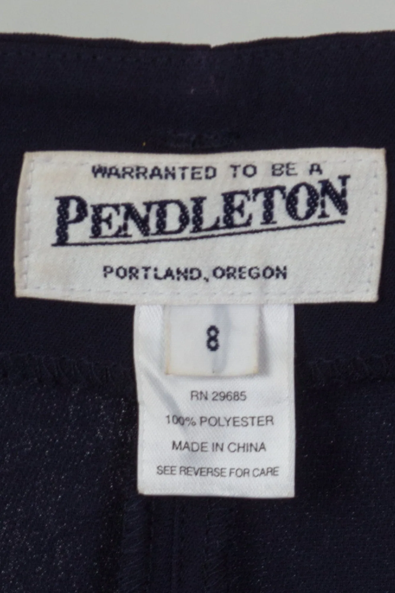 80s 90s Pendleton Navy Blue Minimalist High Waist Trousers - Medium