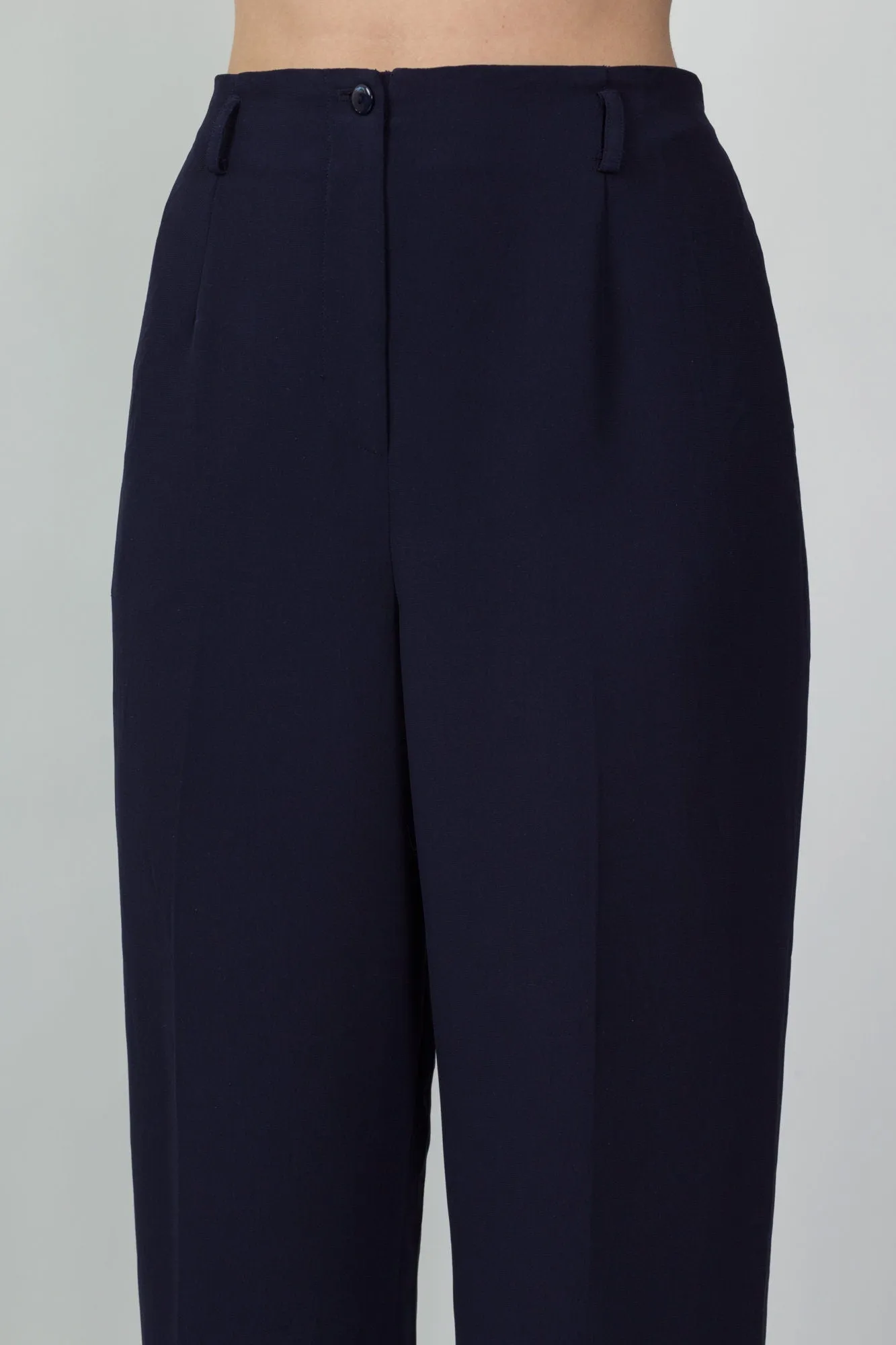 80s 90s Pendleton Navy Blue Minimalist High Waist Trousers - Medium