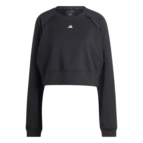 ADIDAS POWER AEROREADY CROP COVER-UP SWEATSHIRT - BLACK