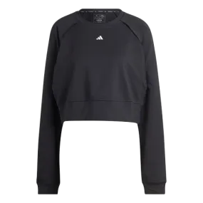 ADIDAS POWER AEROREADY CROP COVER-UP SWEATSHIRT - BLACK