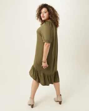 Ainsley Ruffle-Hem Dress | Olive Green