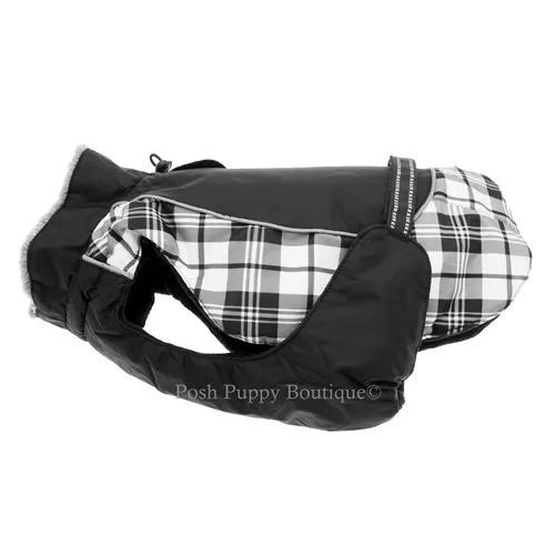 Alpine All Weather Dog Coat - Black and White Plaid