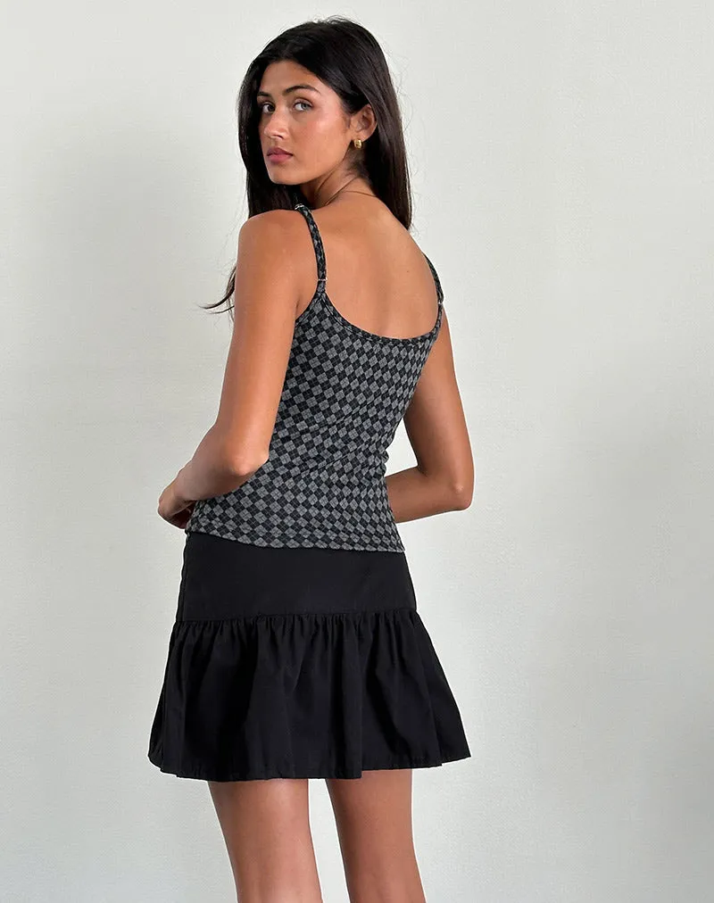 Atarah Knit Cami Top in Argyle Black Grey