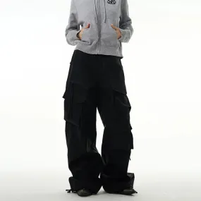 Baggy Black Leather Cargo Pants