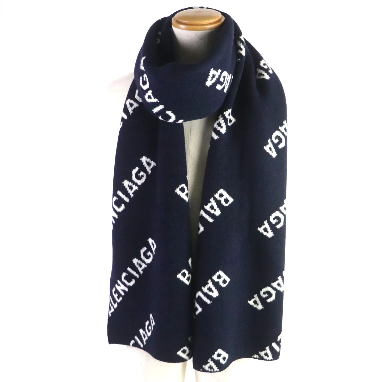 Balenciaga Wool Reversible Knit Scarf 633719