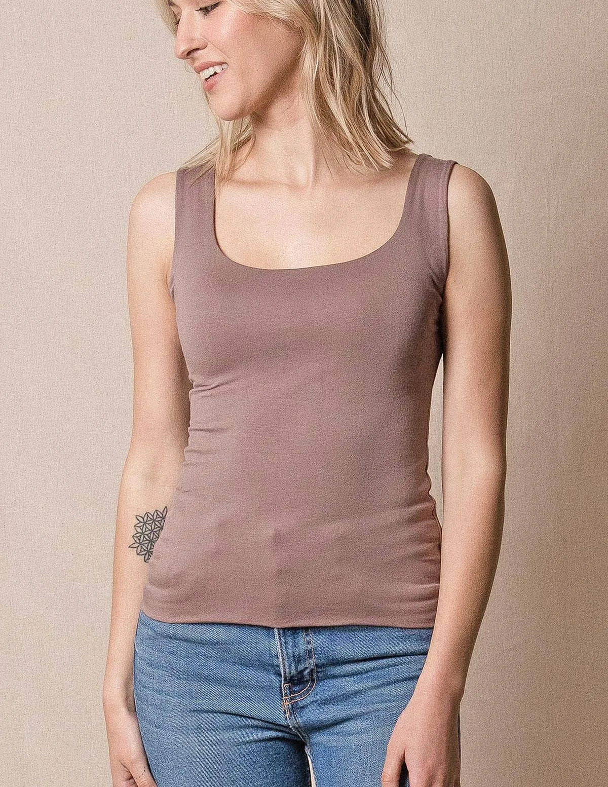 Bamboo Double Layered Tank Top - Mocha