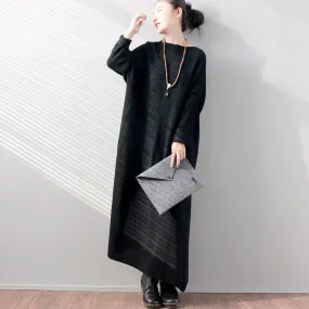 Batwing Sleeve Loose Knit Dress,Women Caftan,Women Gown,Robe Dress,Plus Size Clothing,Maxi Dress,Day,Party,Causal-Bust>130cm--Black,Gray,Purple,Green,Red