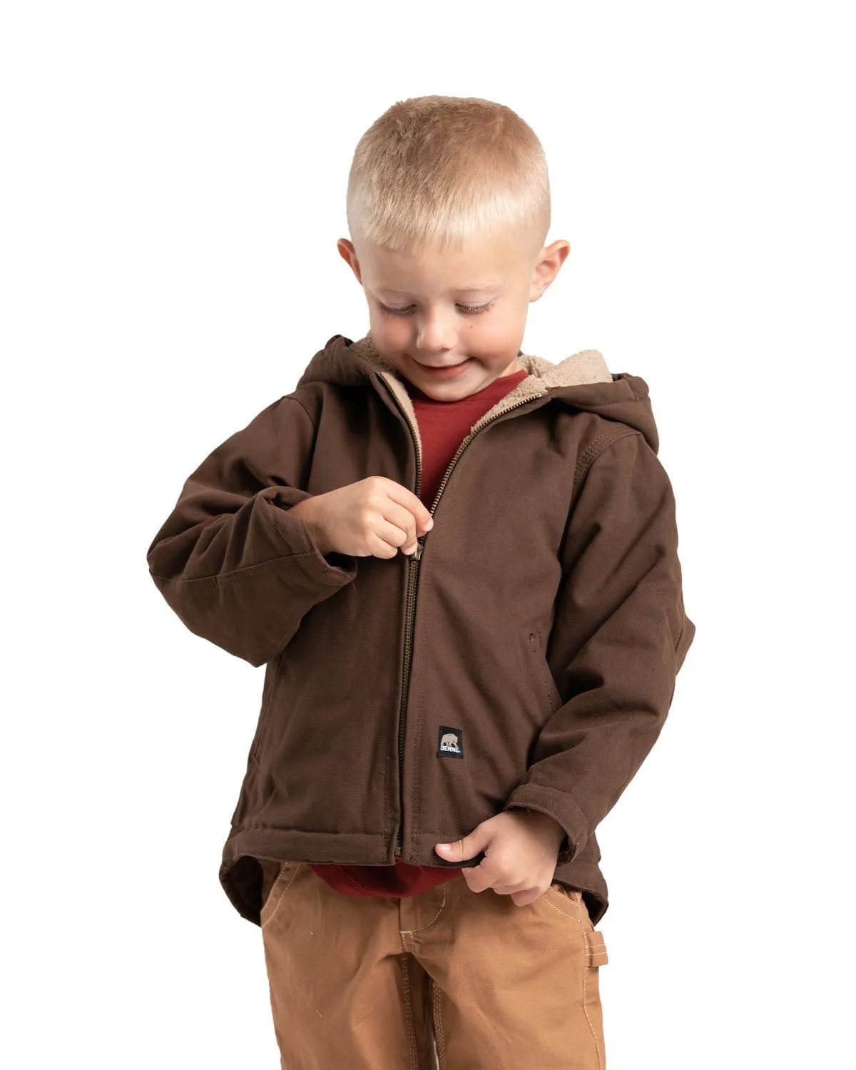 Berne Toddler Unisex Sherpa-Lined Softstone Hooded Bark 100% Cotton Jacket