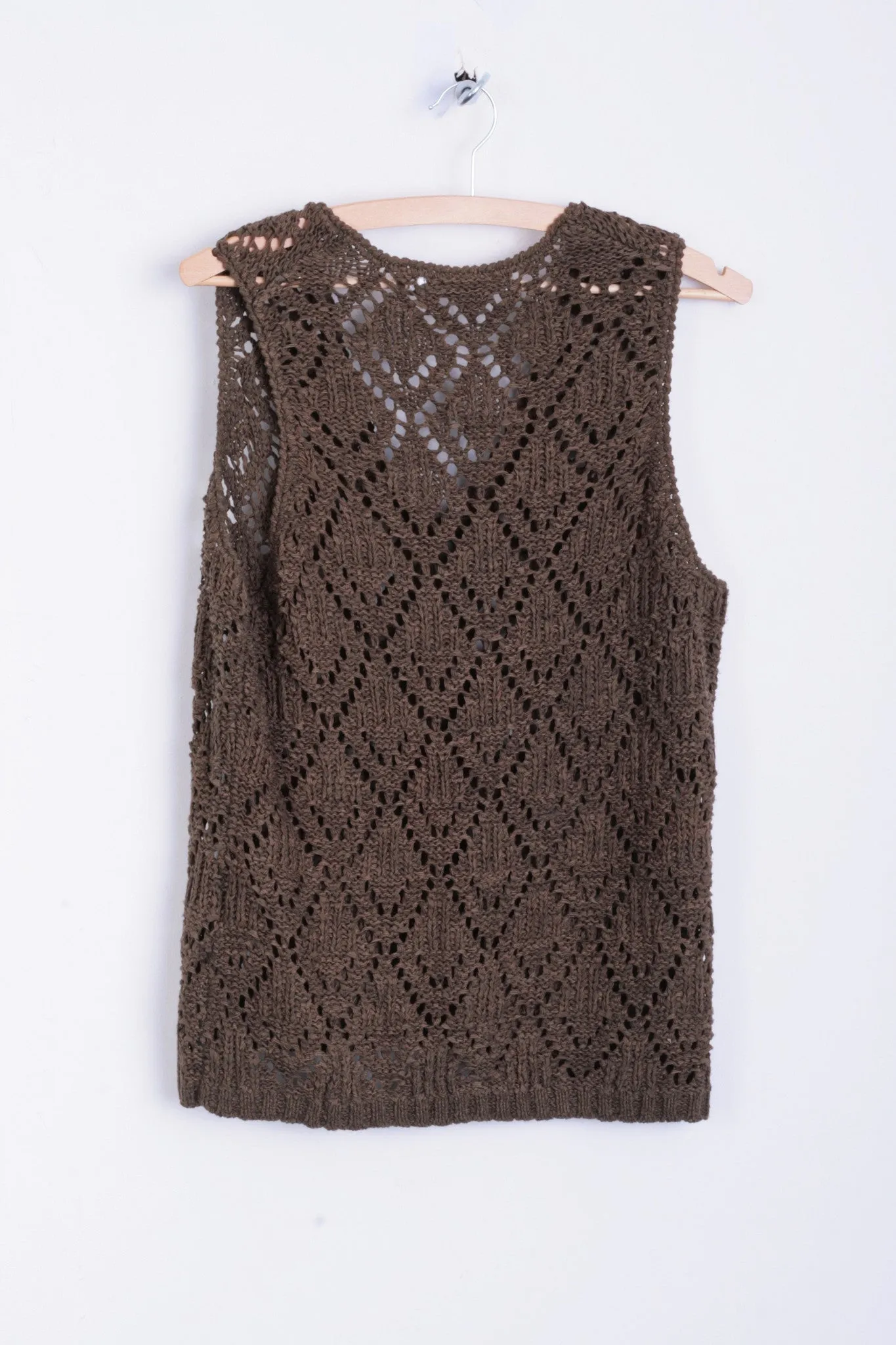 Biba Womens 3 M Sleeveless Brown Knitted Top Vest Retro