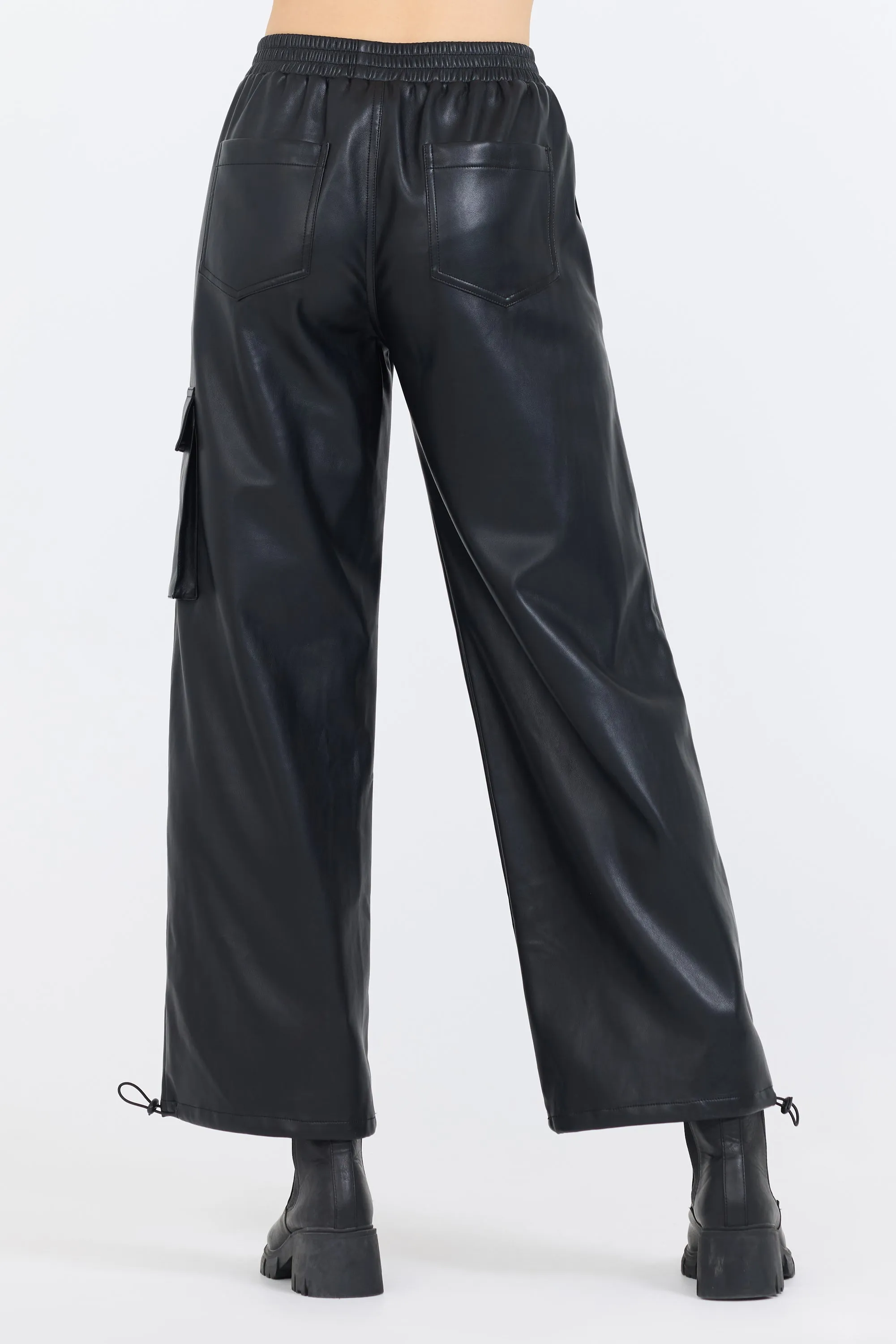 Black Leather Cargo Pants