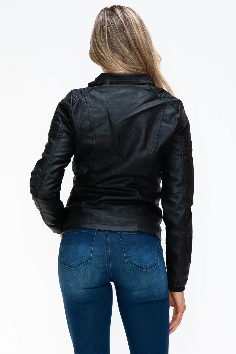 Black Multi-Pocket Vegan Leather Jacket