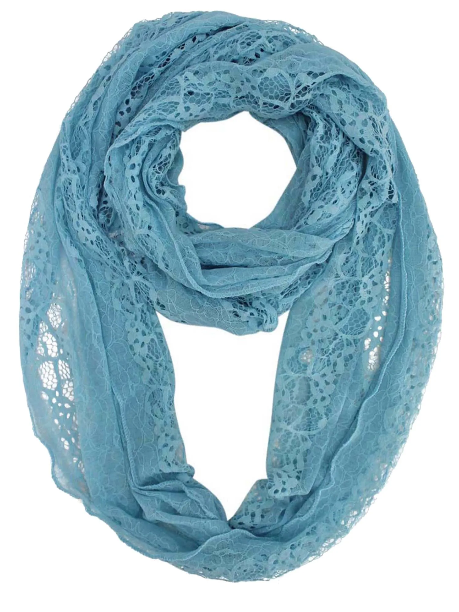 Blue Lacy Sheer Light Ring Scarf