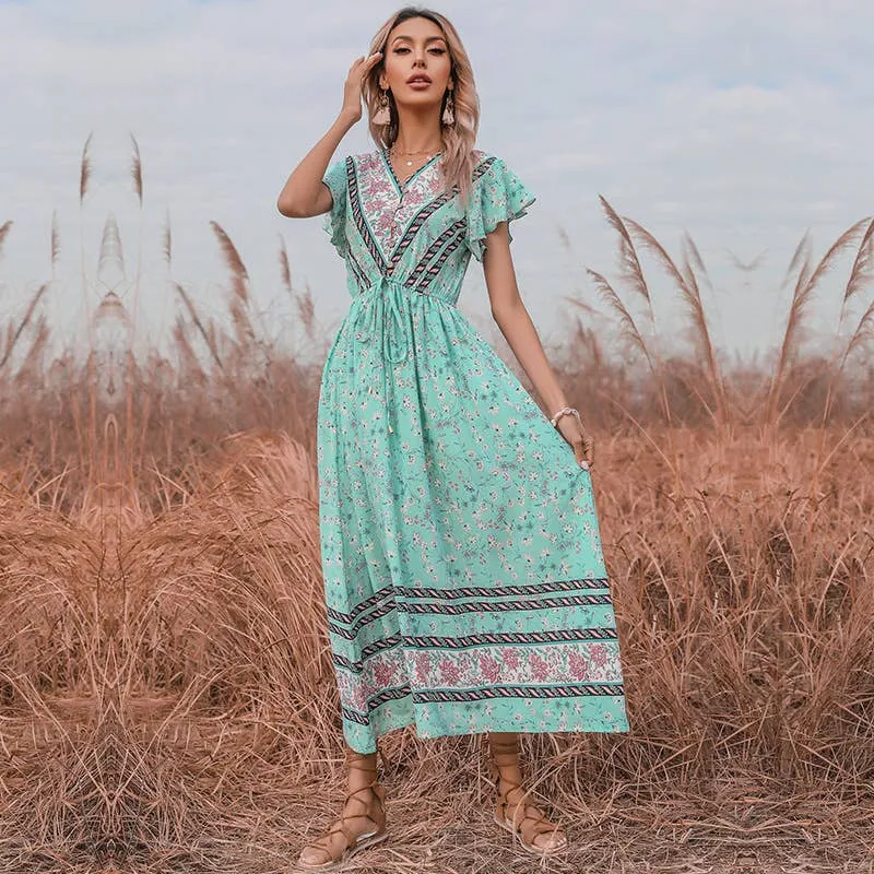 BOHO FROCK WITH RUFFLED SLEEVES_CWDMD1955