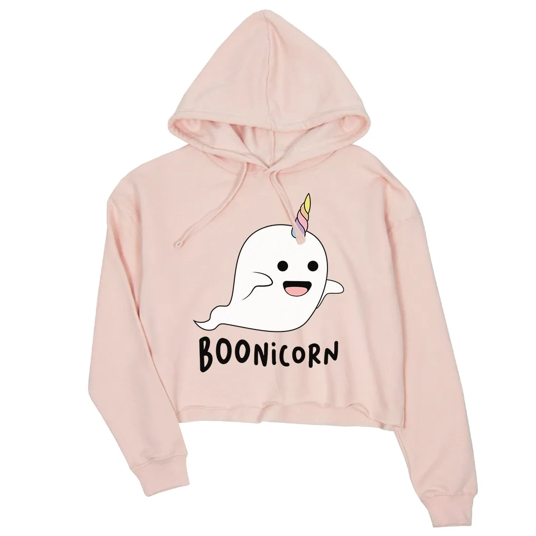 Boonicorn Cute Halloween Costume Ghost Unicorn Womens Crop Hoodie