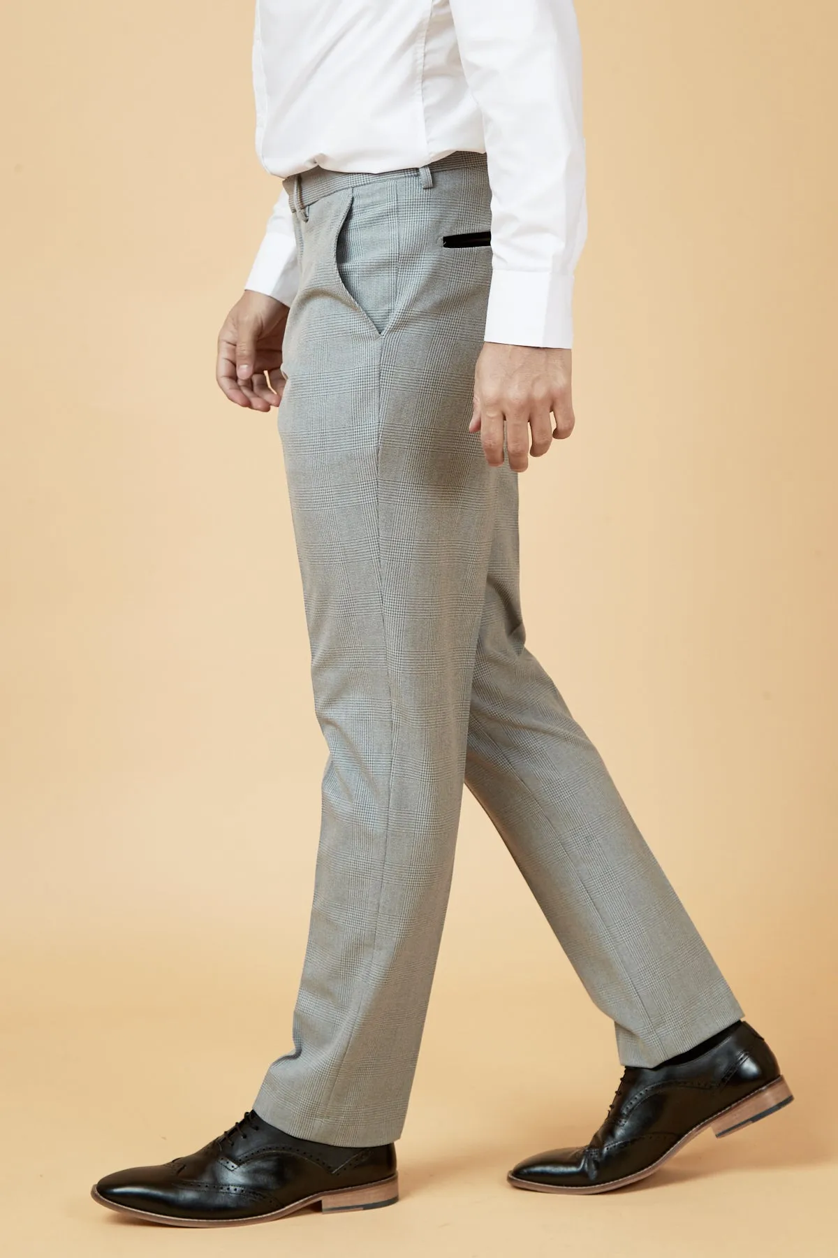 BROMLEY - Silver Grey Check Three Piece Suit