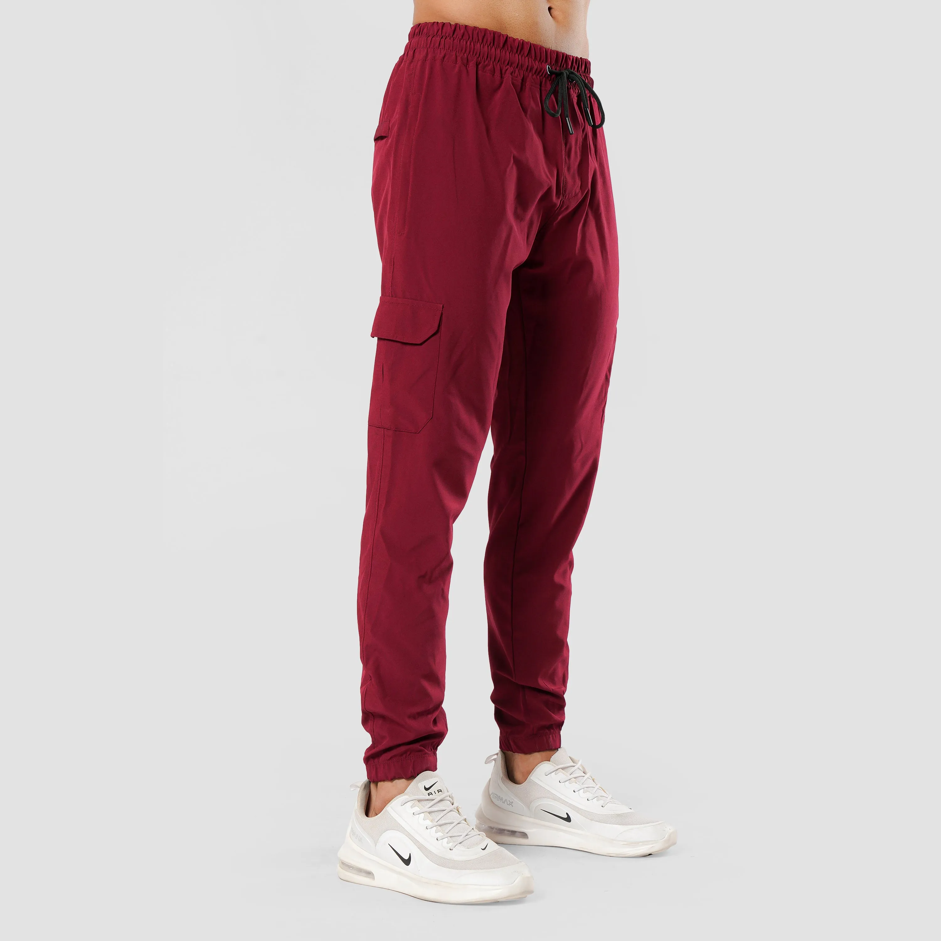 BURGUNDY CARGO FLEX PANTS