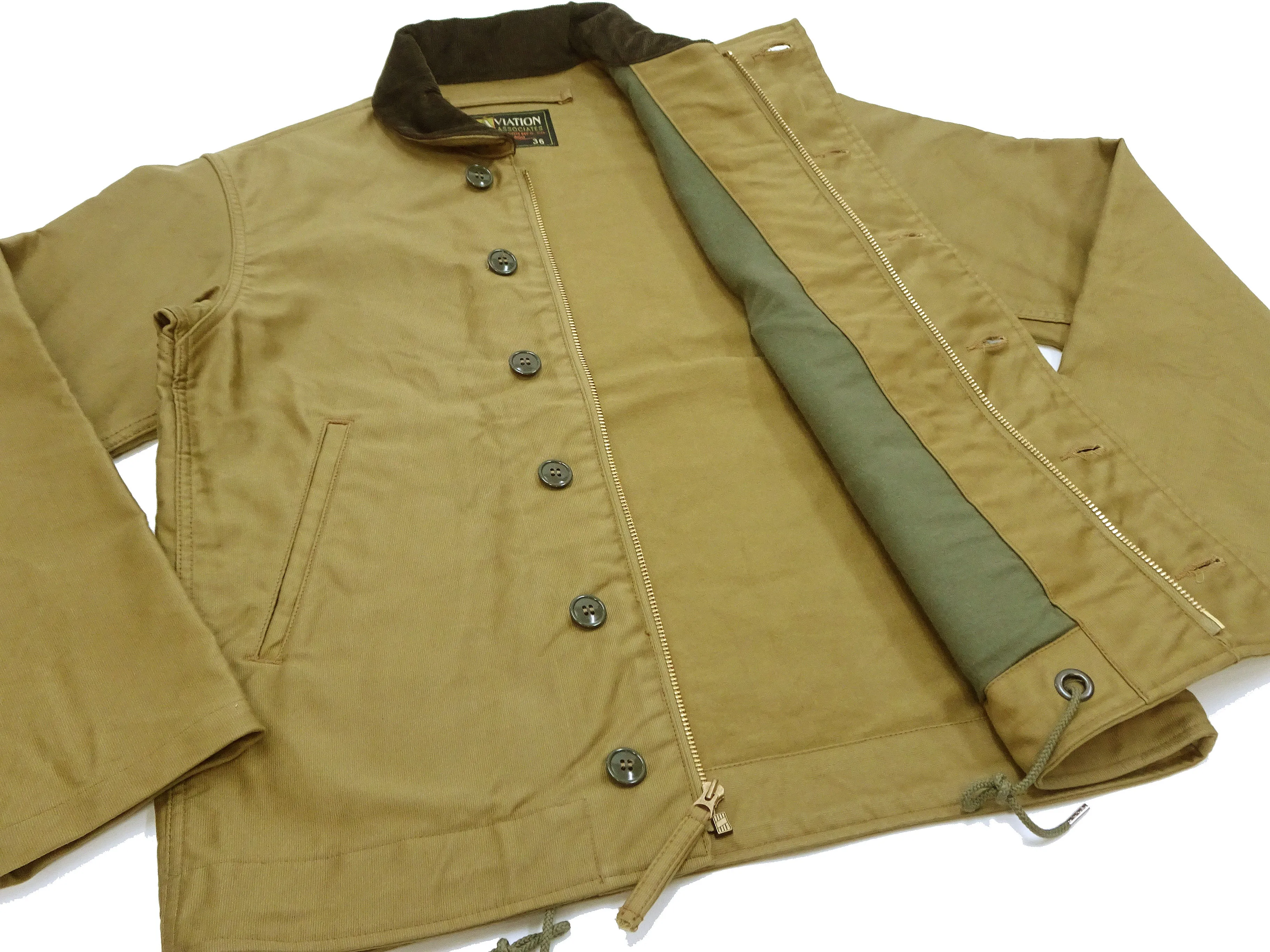 Buzz Rickson N-1 Deck Jacket Men's Casual Lightweight Modified Version of US Navy N1 Khaki (Unlined) BR15346