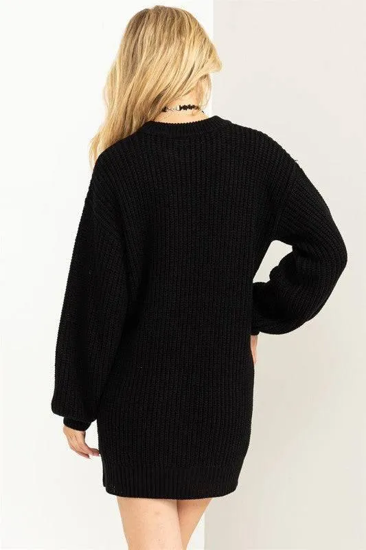 Cable Knit Mini Sweater Dress