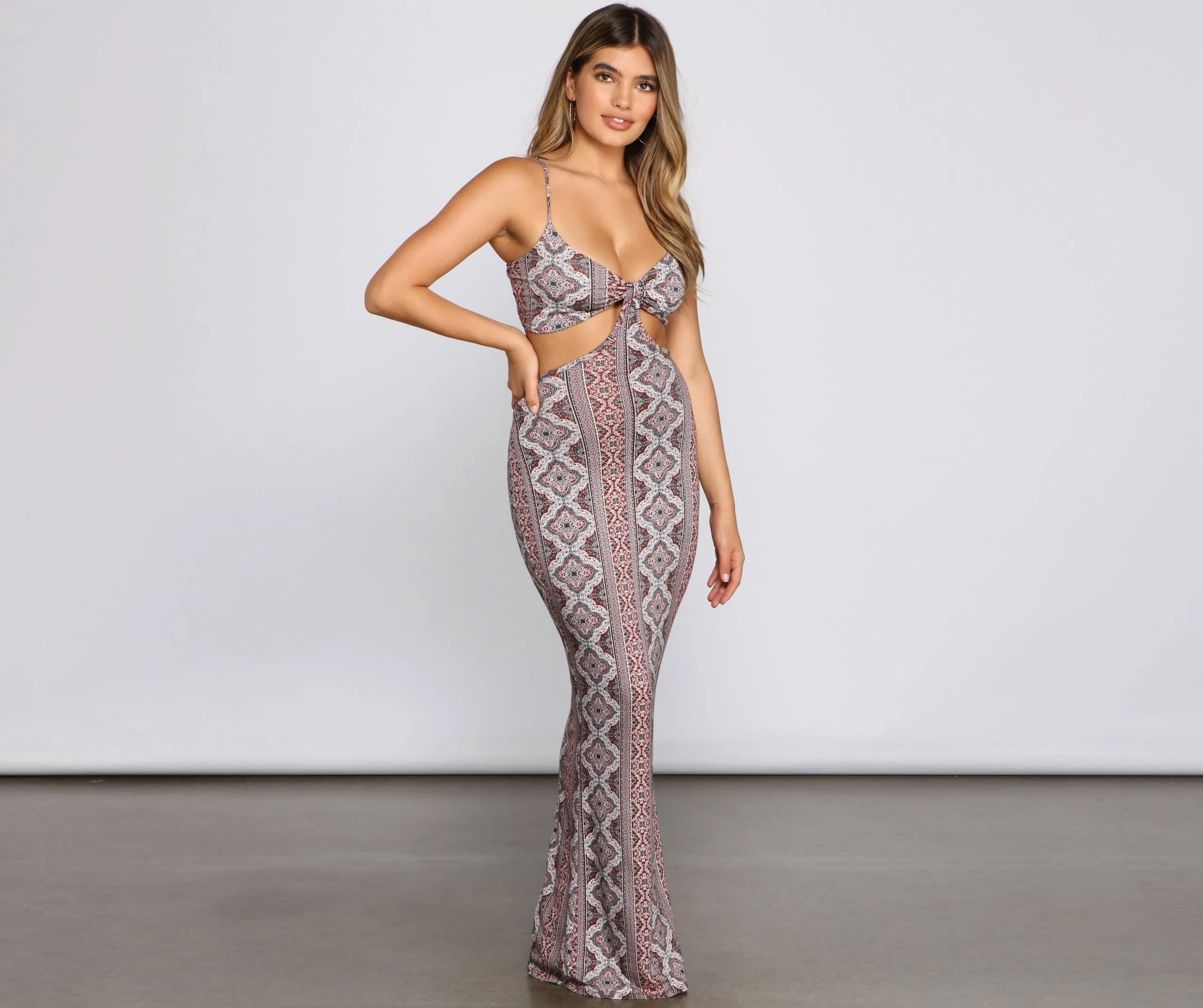 Carefree Bohemian Chic Charming Cutout Maxi Dress