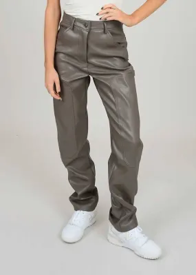 Carmine Vegan Leather Pant - Taupe