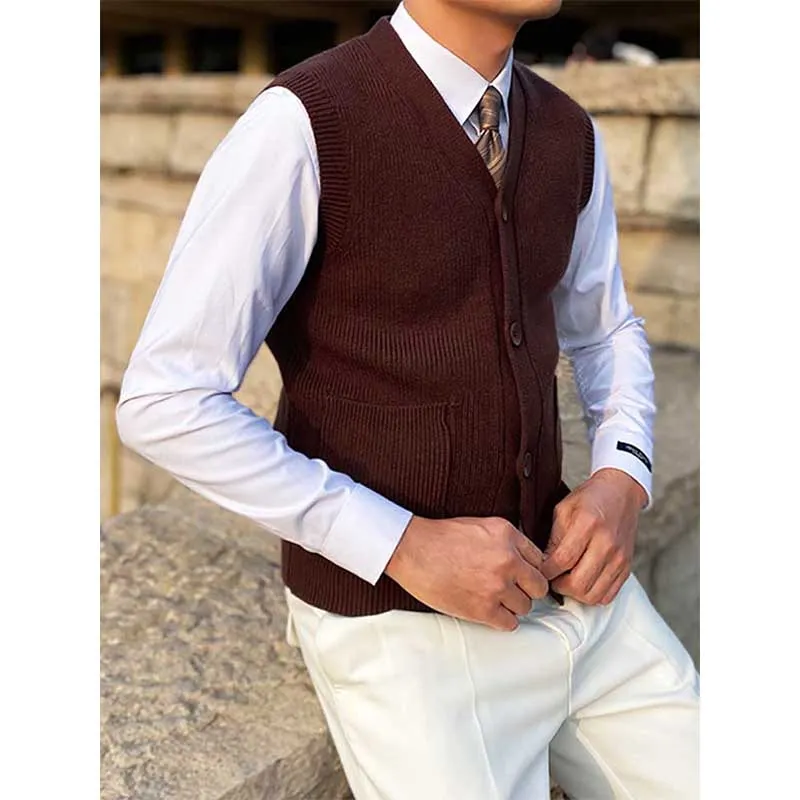 Casual Business Retro Knitted Cardigan Vest