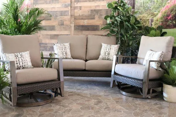 CEDARBROOK 3 PIECE SEATING SET -  Love Seat and 2 Swivel Rockers