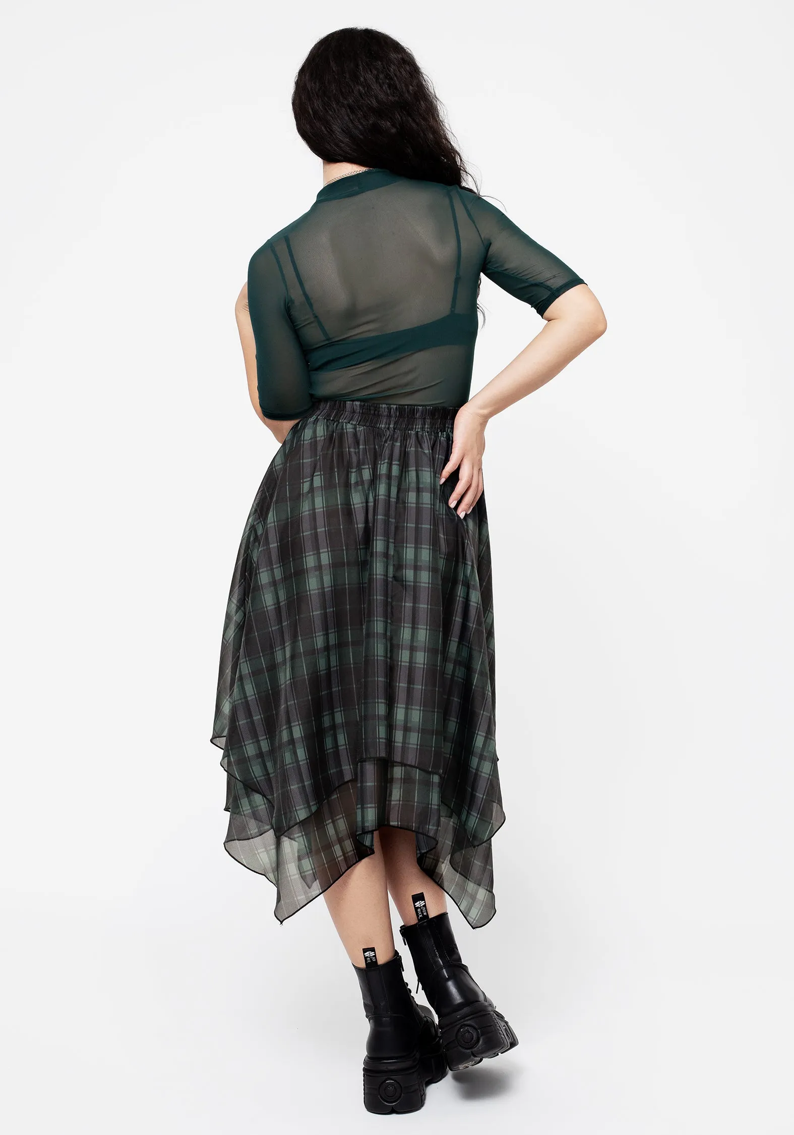 Checkmate Layered Organza Handkerchief Hem Skirt