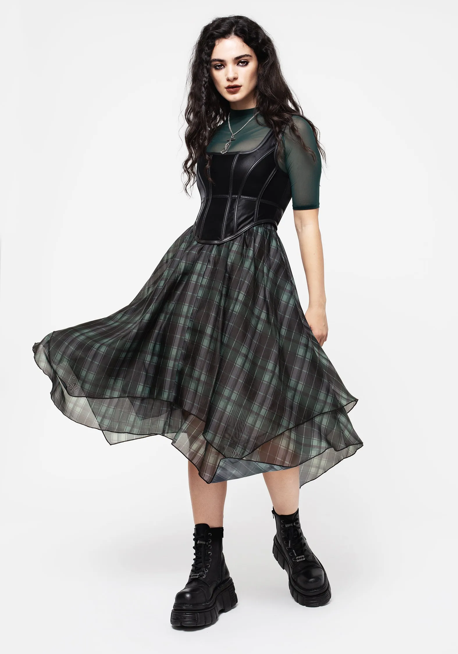 Checkmate Layered Organza Handkerchief Hem Skirt