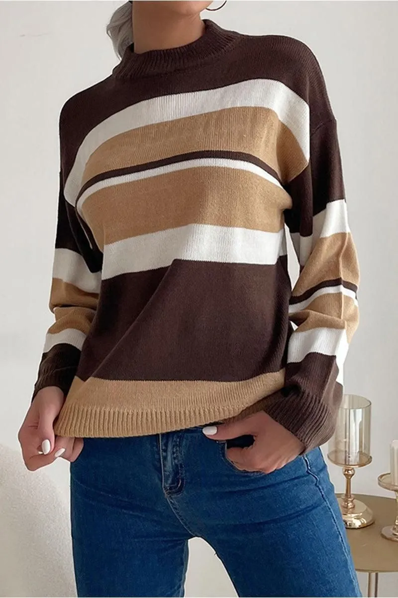 COLOR BLOCK DAILY SWEATER TOP