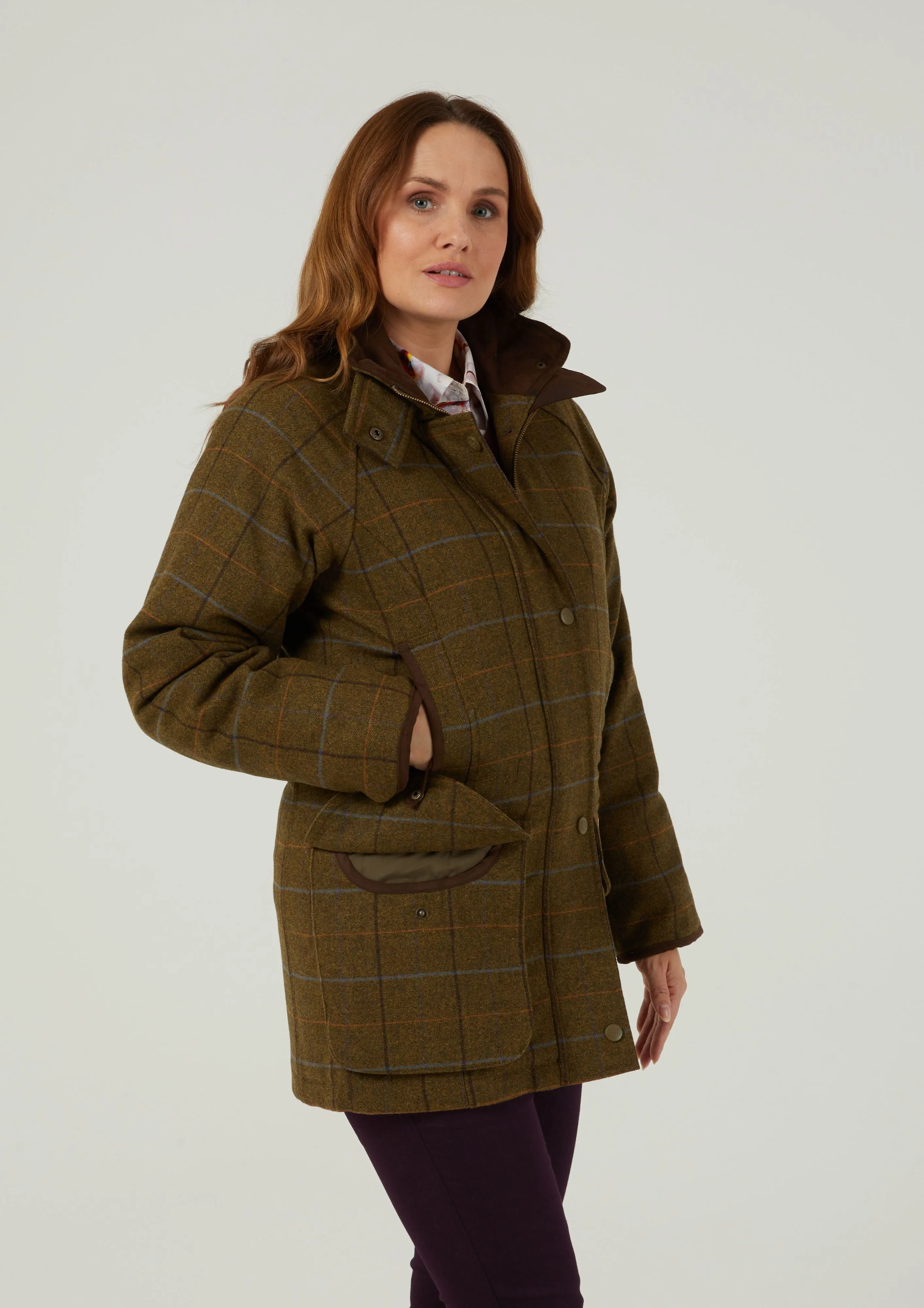 Combrook Ladies Tweed Shooting Coat In Hazel - Shooting Fit