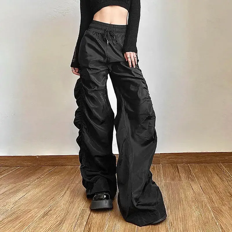 Comfortable Black Baggy High-Waist Halloween Pants