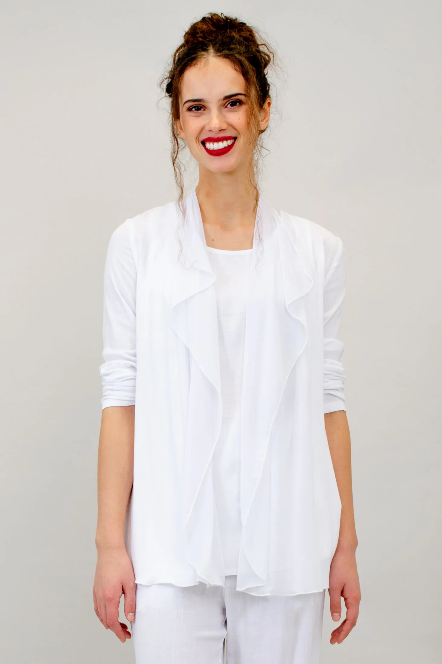 Diana Jacket, White, Linen Bamboo