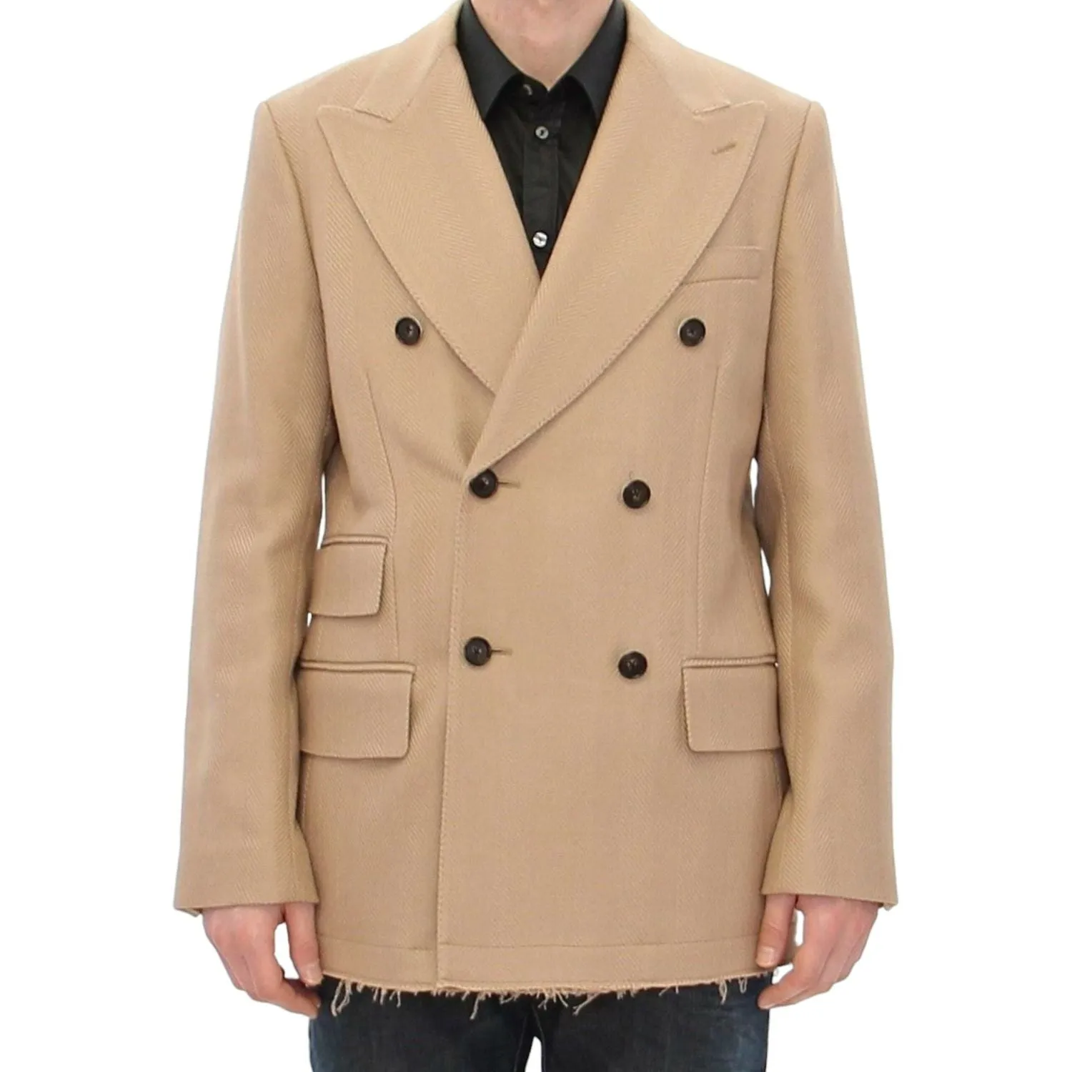 Dolce & Gabbana Elegant Beige Formal Wool Coat