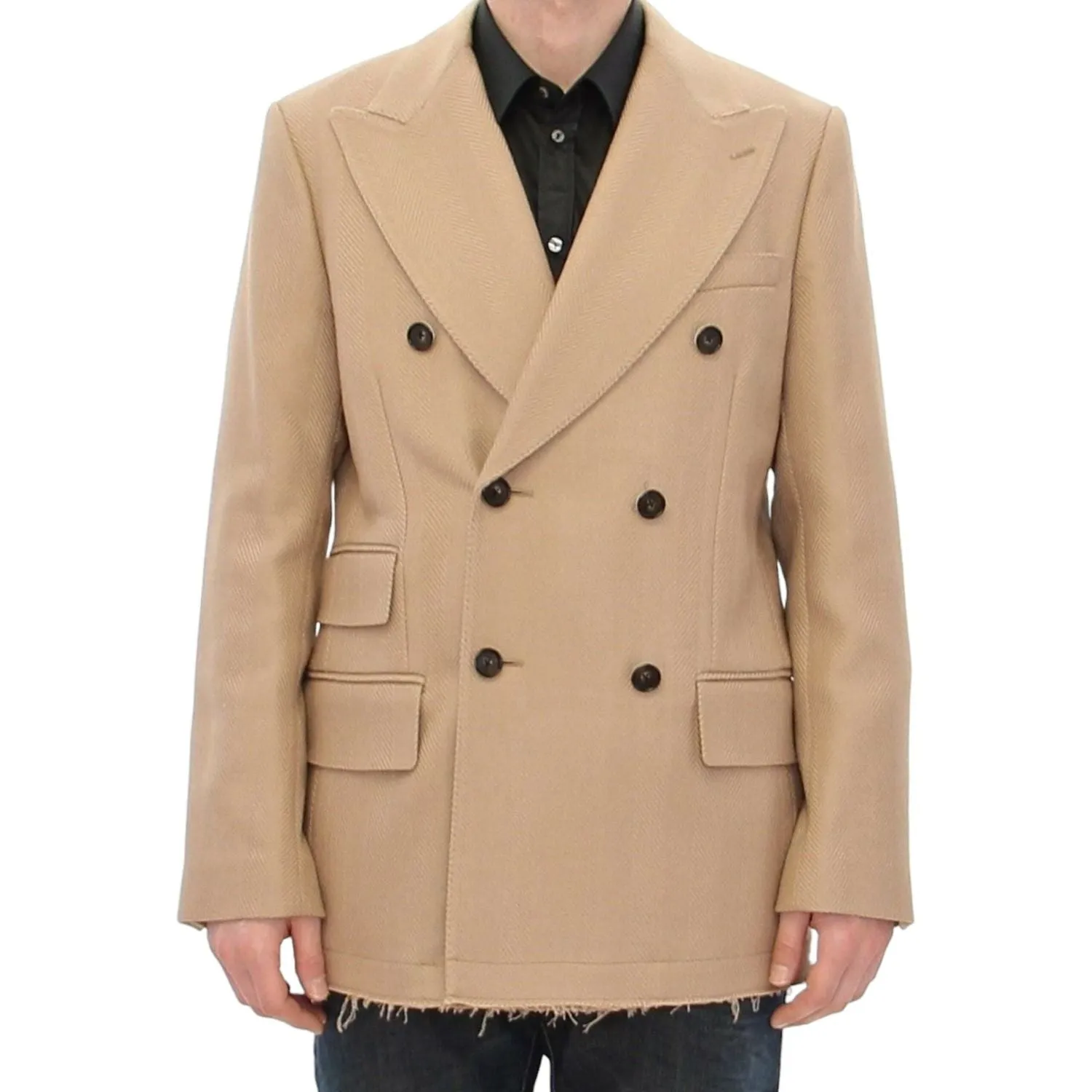 Dolce & Gabbana Elegant Beige Formal Wool Coat