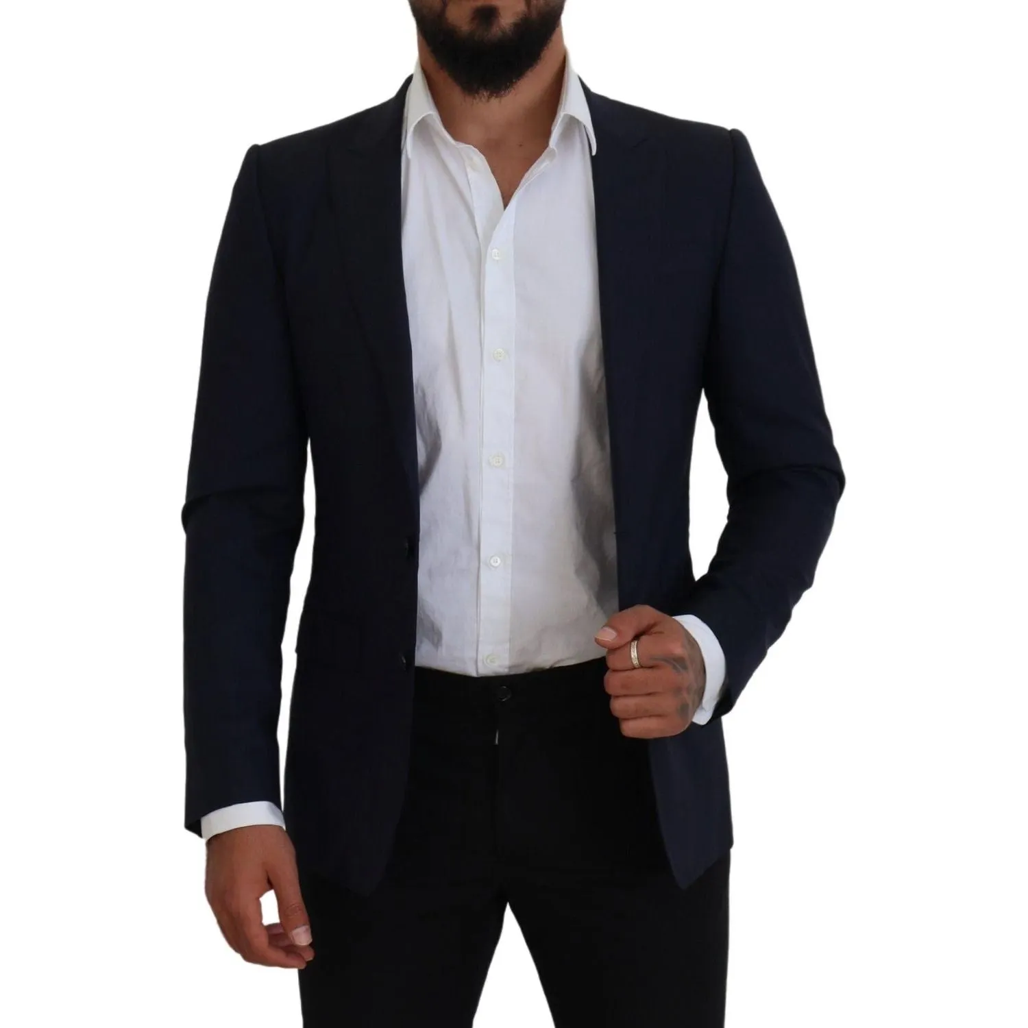 Dolce & Gabbana Elegant Blue Wool Silk Blazer Jacket