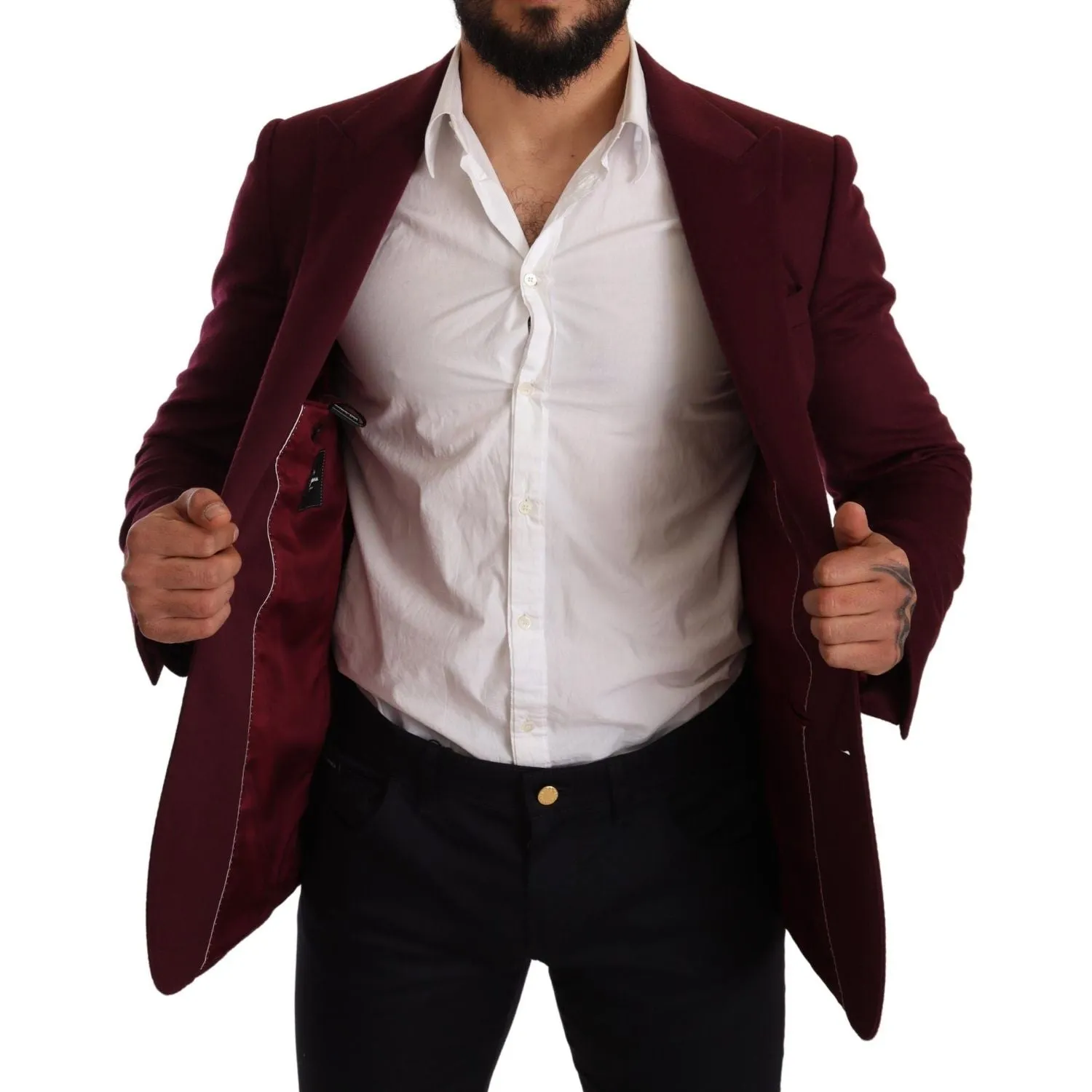 Dolce & Gabbana Elegant Maroon Bordeaux Cashmere Blazer