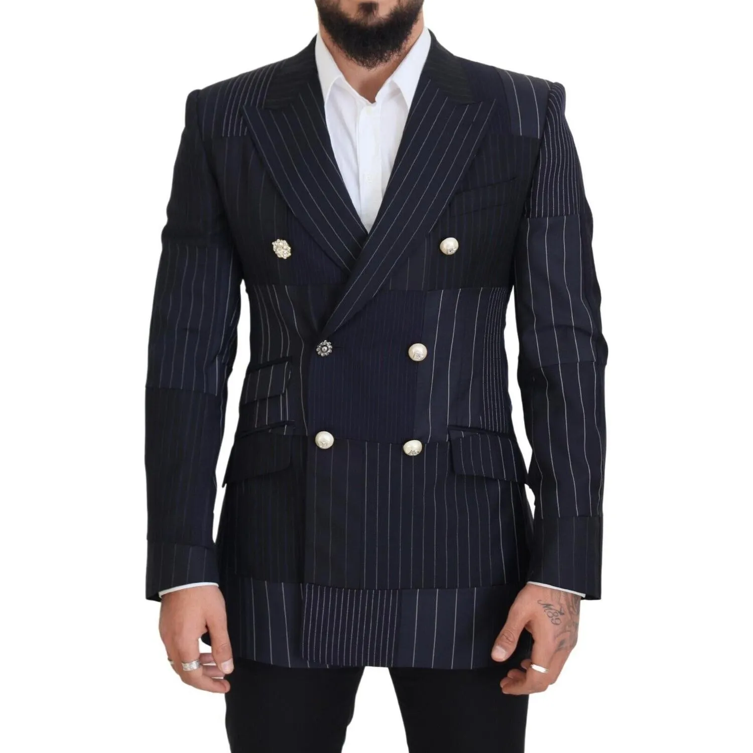 Dolce & Gabbana Elegant Navy Slim-Fit Double Breasted Blazer