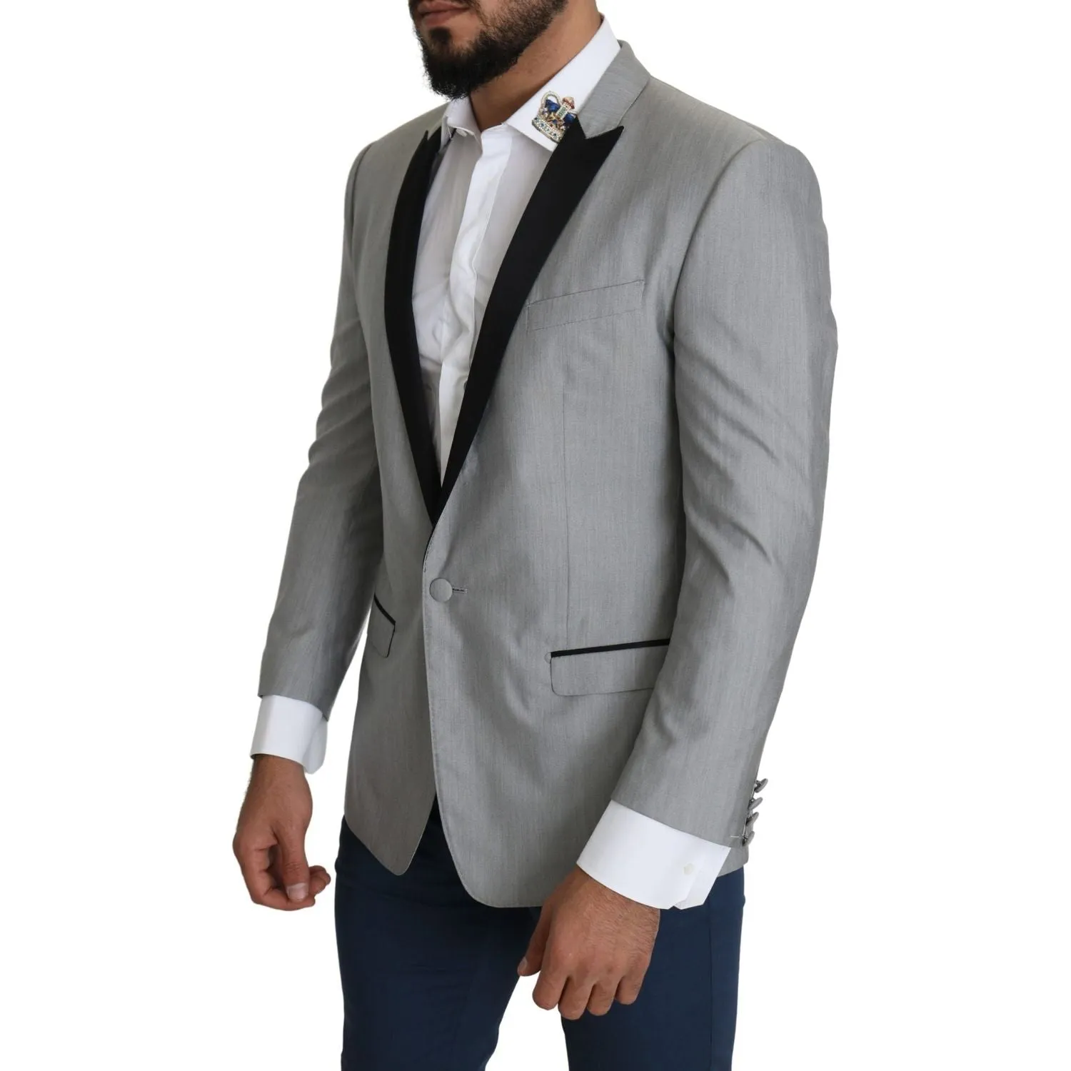 Dolce & Gabbana Elegant Silk Blend Light Gray Blazer