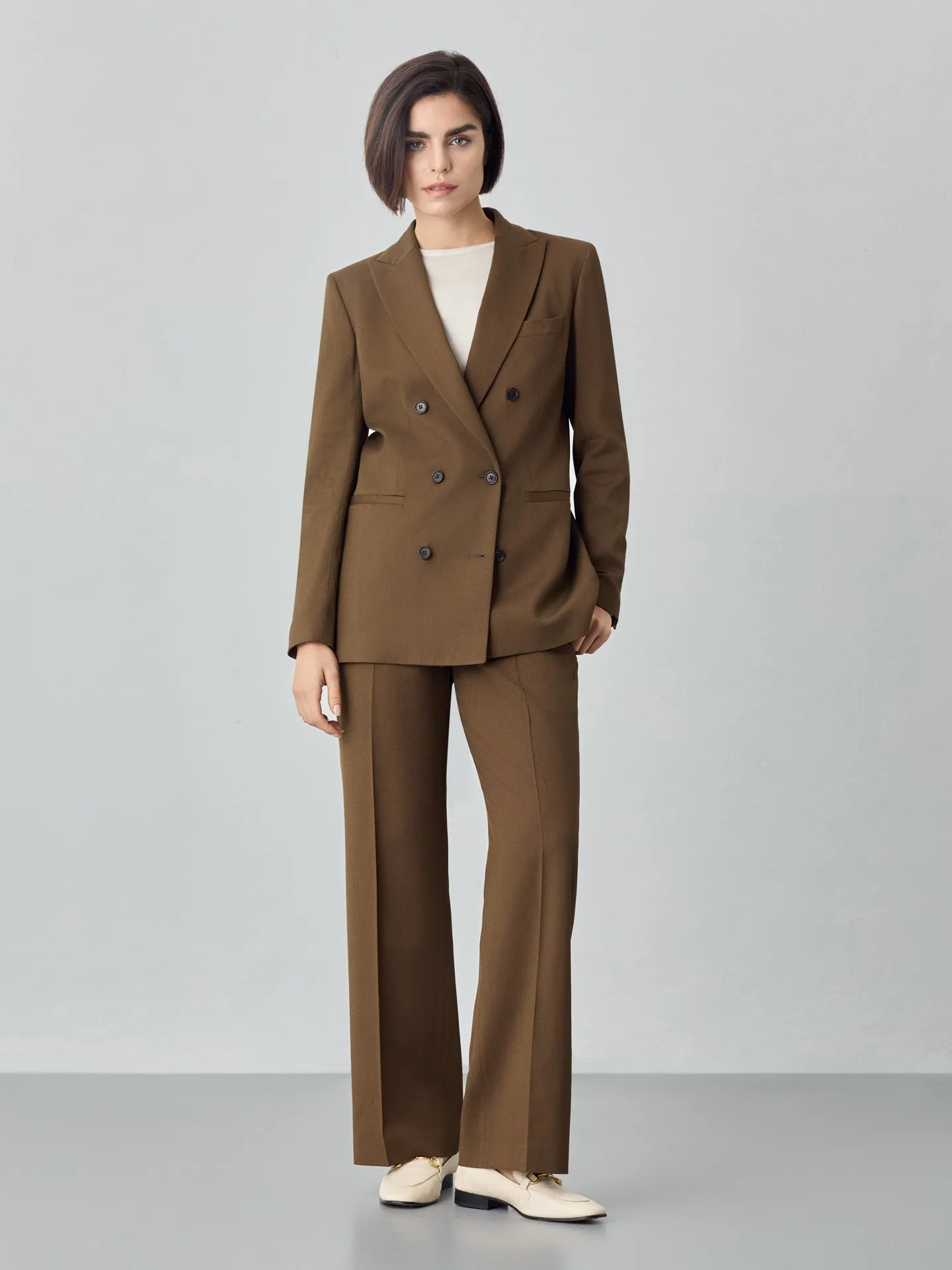 Double-Breasted Suit Blazer In Viscose Blend