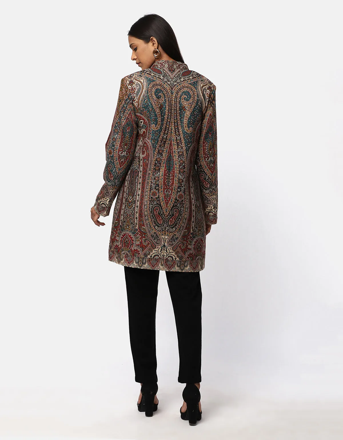 Ethnic Long Coat with Front Buttons