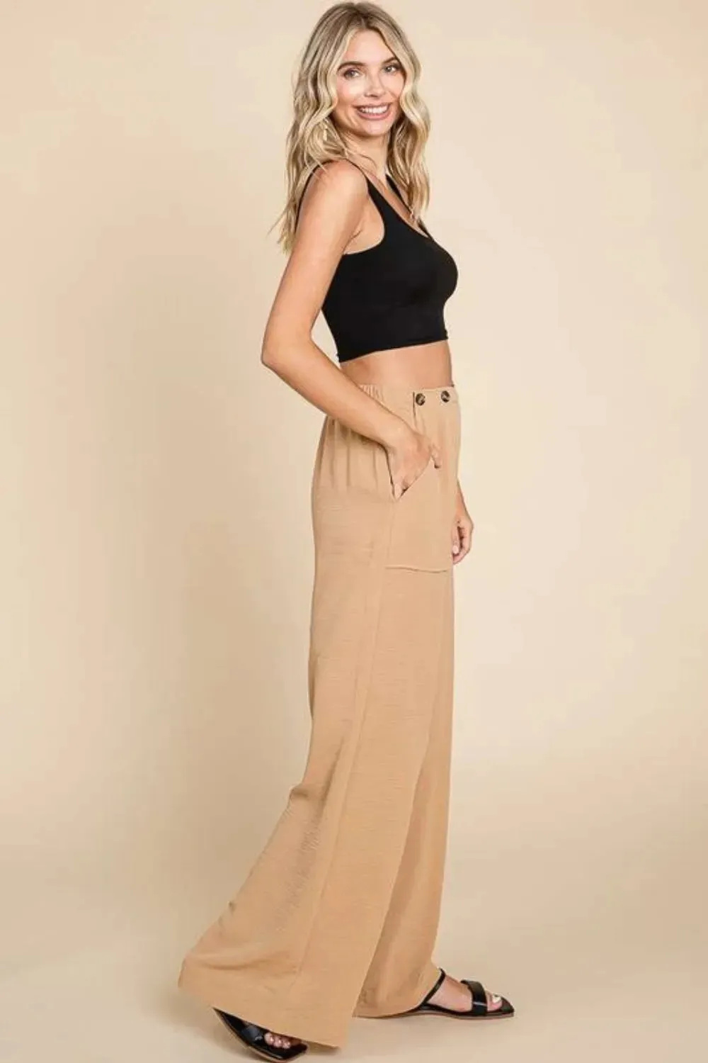 Full Size High Waist Wide Leg Cargo Pants