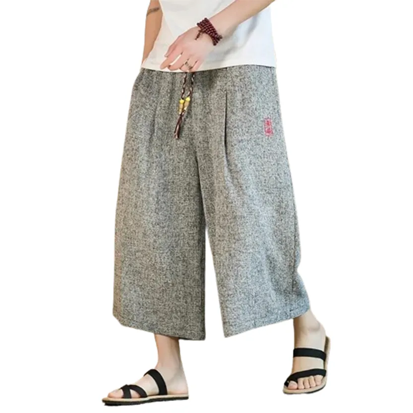 Funki Buys | Pants | Men's Long Japanese Kimono Wide Shorts