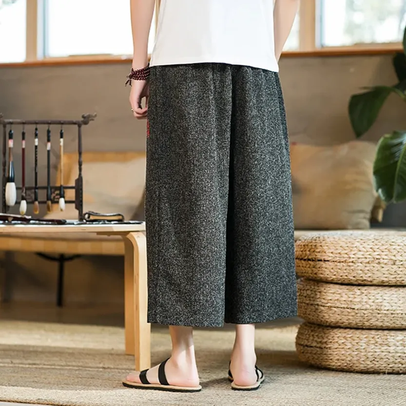 Funki Buys | Pants | Men's Long Japanese Kimono Wide Shorts