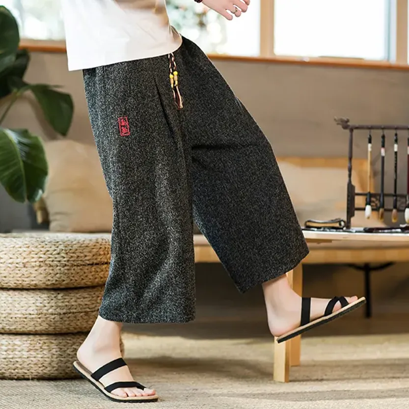 Funki Buys | Pants | Men's Long Japanese Kimono Wide Shorts