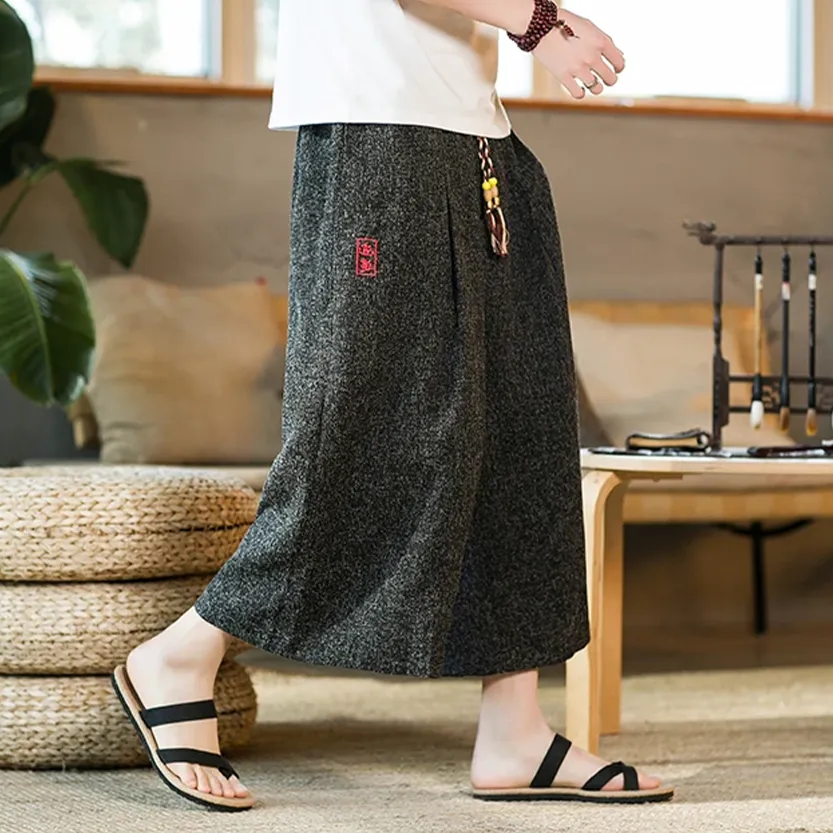 Funki Buys | Pants | Men's Long Japanese Kimono Wide Shorts