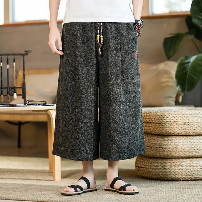 Funki Buys | Pants | Men's Long Japanese Kimono Wide Shorts