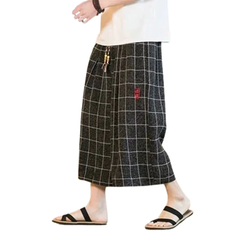 Funki Buys | Pants | Men's Long Japanese Kimono Wide Shorts