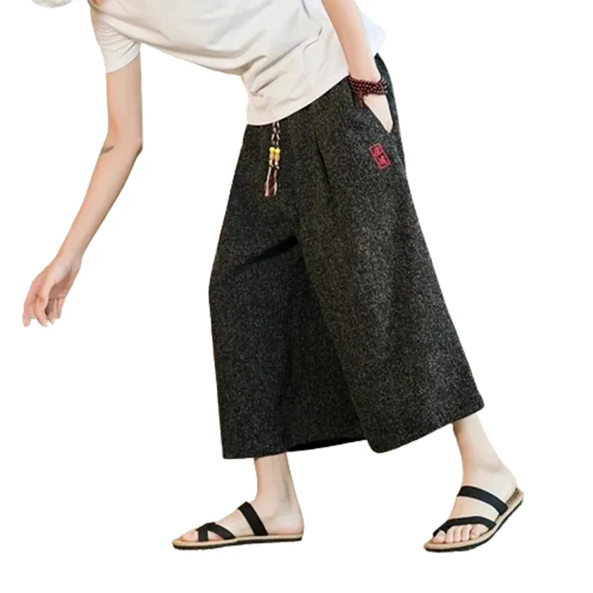 Funki Buys | Pants | Men's Long Japanese Kimono Wide Shorts