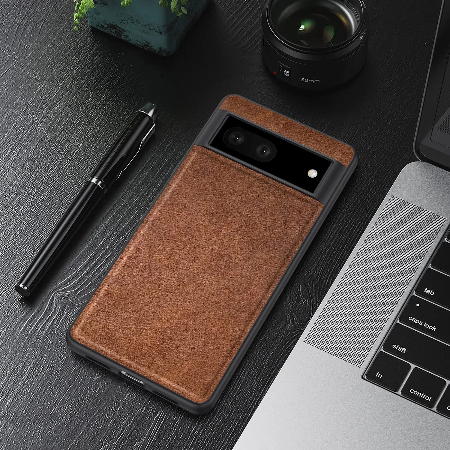 Google Pixel 7 5G Case, Premium Leather Soft Cover (6.3") Dark Brown