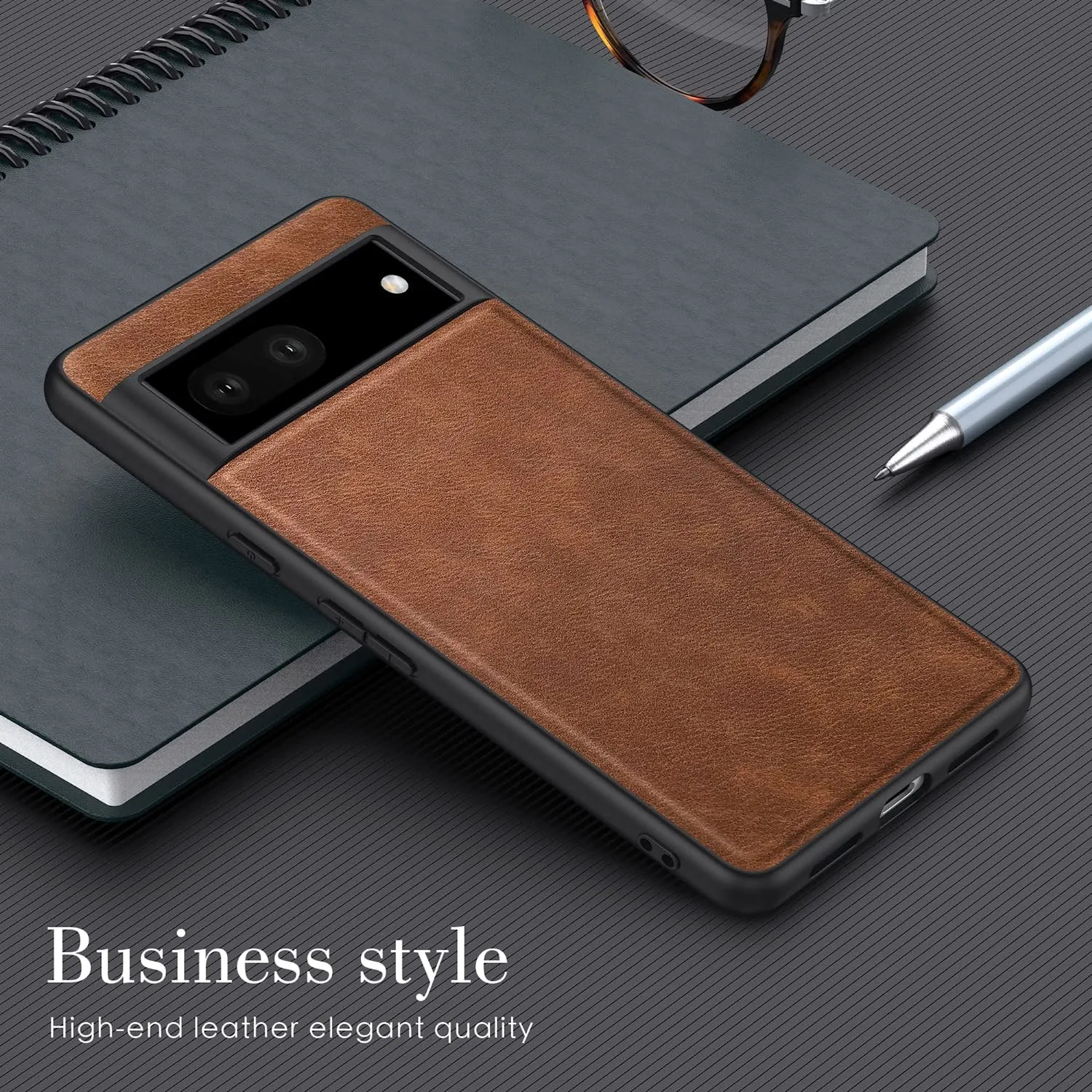 Google Pixel 7 5G Case, Premium Leather Soft Cover (6.3") Dark Brown